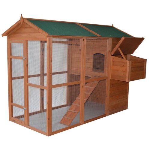 Pawhut Deluxe Large Backyard Chicken Coop/Hen House with Outdoor Run ...