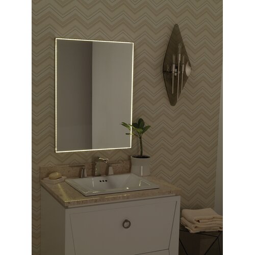 Ronbow Contemporary 23 x 30 Metal Framed Bathroom Mirror w/LED Light