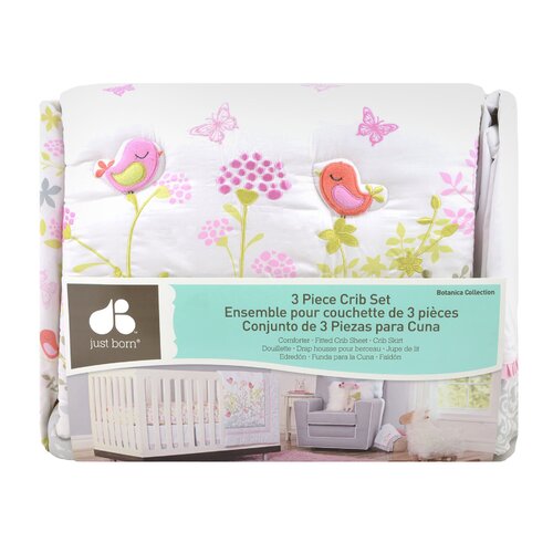 Just Born Botanica 3 Piece Crib Bedding Set