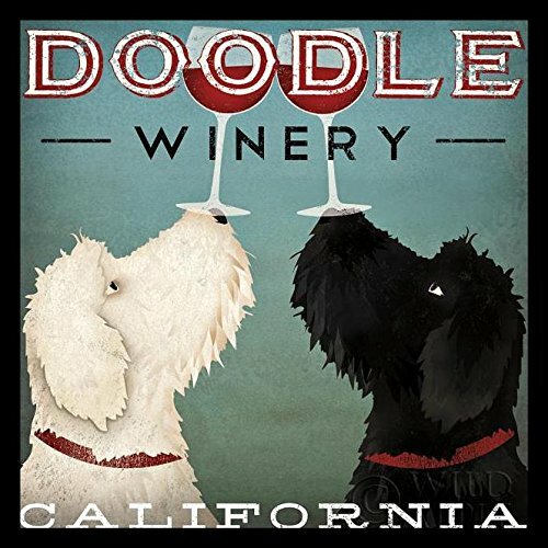 Buy Art For Less LabraDoodle Winery by Ryan Fowler Framed Vintage