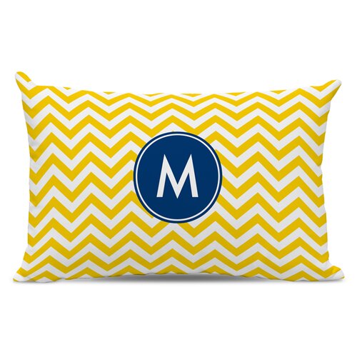 Chevron Single Initial Cotton Lumbar Pillow by Boatman Geller