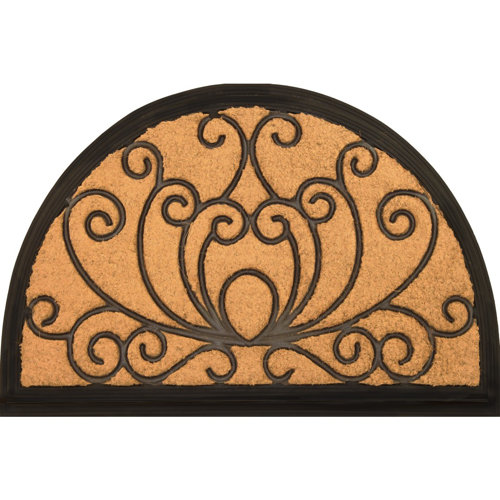 Half Round Blooming Lotus Coir (Coco) Rubber Door Mat Wayfair