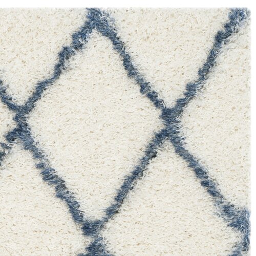 Safavieh Moroccan Shag Ivory & Blue Geometric Contemporary Area Rug