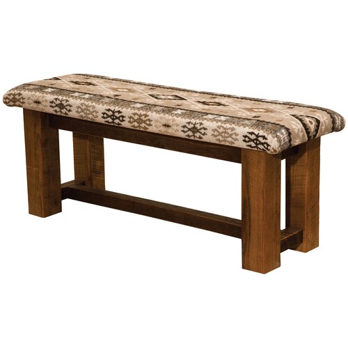 Barnwood Upholstered Bench by Fireside Lodge