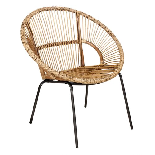 Round Rattan Chair w Metal Legs