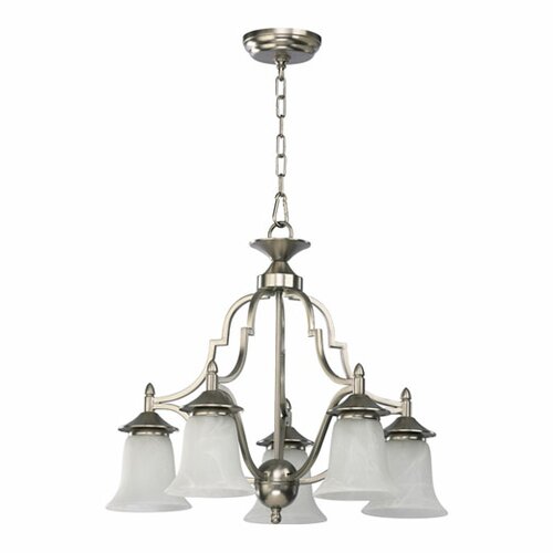 Coventry 5 Light Nook Chandelier in Satin Nickel by Quorum