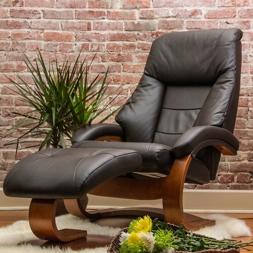 Mac Motion Oslo 58 Leather Ergonomic Recliner and Ottoman