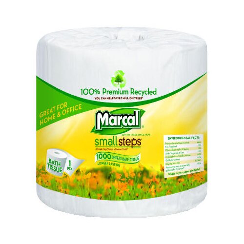 Marcal Paper Mills, Inc. 1 Ply Toilet Paper   1000 Sheets per Roll