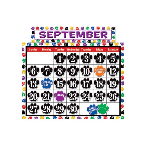 Teacher Created Resources Colorful Paw Prints Calendar Bb Calendar Set