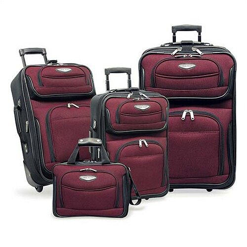 Travelers Choice Amsterdam 4 Piece Two Tone Travel Set in Red