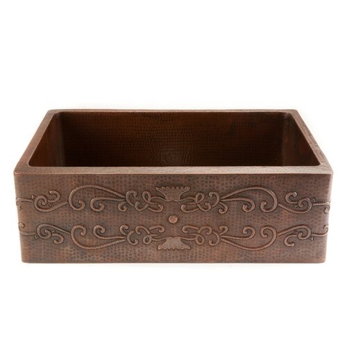 Premier Copper Products 30 x 22 Hammered Single Basin Farmhouse