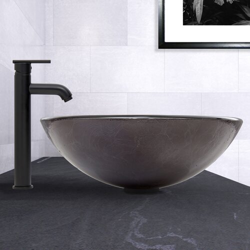 Vigo Glass Vessel Bathroom Sink and Seville Faucet Set