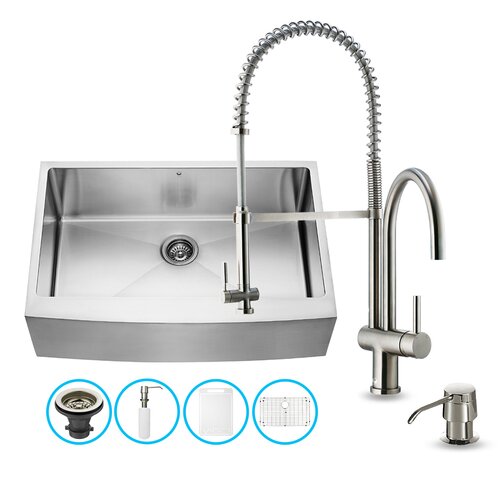  with Dresden Stainless Steel Faucet, Grid, Strainer and Soap Dispenser
