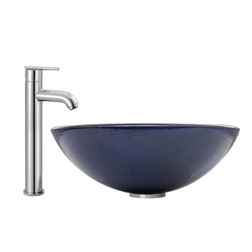 Eclipse Glass Vessel Sink and Seville Faucet set