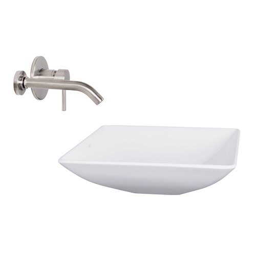 Matira Matte Stone Vessel Bathroom Sink And Olus Wall Mount Faucet With Pop Up Wayfair