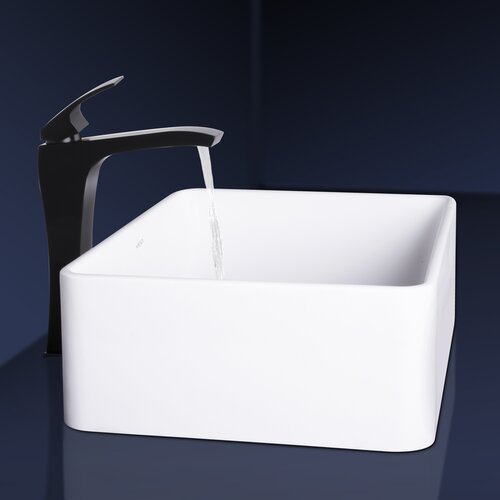 Vigo Caladesi Composite Vessel Sink with Blackstonian Bathroom Vessel