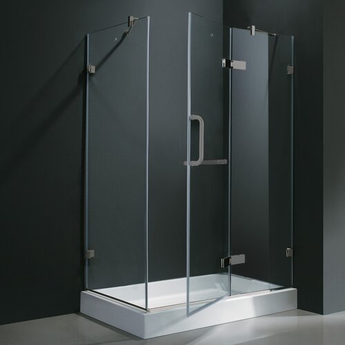 Vigo 32 W x 40 D x 73.38 H Pivot Door Frameless Shower Enclosure