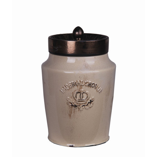 Fleur de Lis Decorative Ceramic Jar with Lid Wayfair