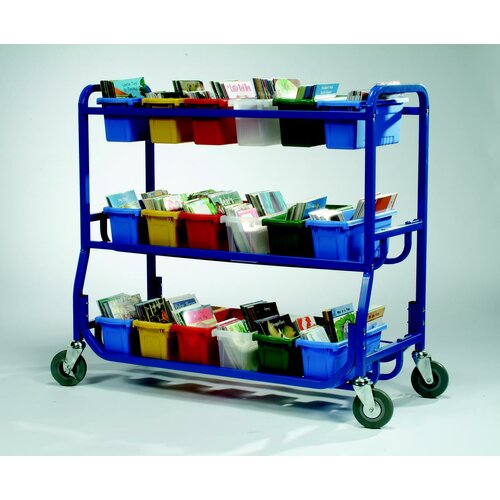 Library on Wheels Cart with 18 Small Tubs by Copernicus