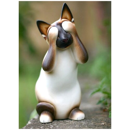 See No Evil Siamese Cat Figurine