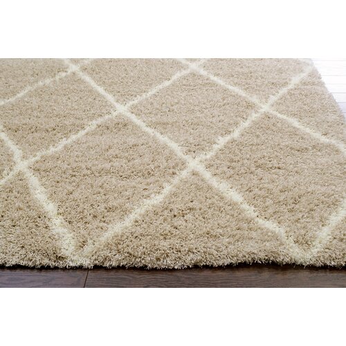 Shaggy Beige Trellis Shag Area Rug by nuLOOM