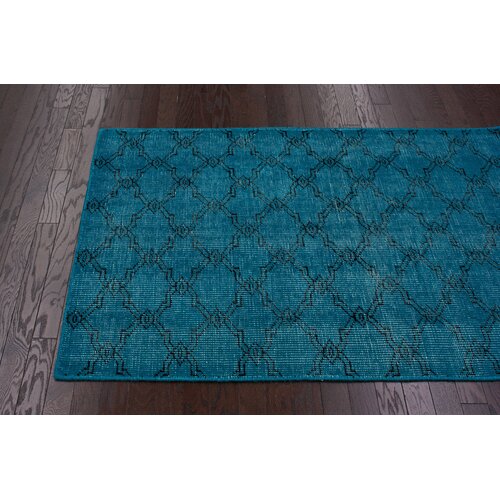 Vintage Overdyed Moroccan Trellis Aqua Rug