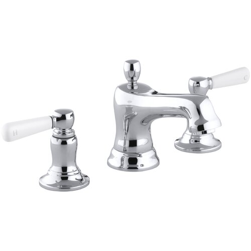 Kohler Bancroft Widespread Bathroom Sink Faucet With White Ceramic Lever Handles And Reviews Wayfair 1436