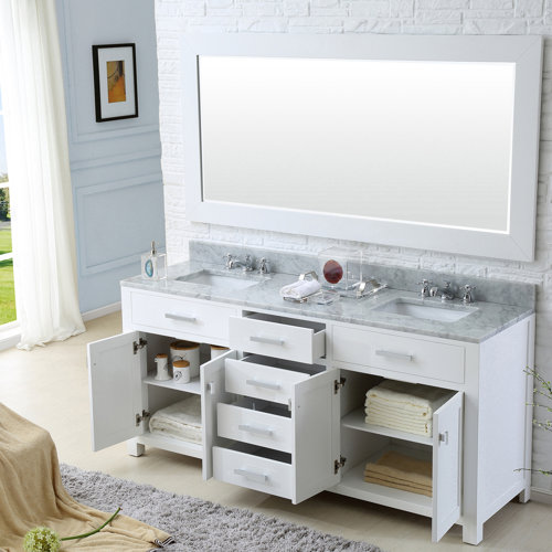 Water Creation Madison 72" Double Bathroom Vanity Set with Mirror