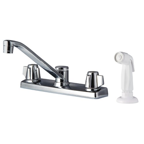 Pfister Pfirst Series Double Handle Deck Mounted Kitchen Faucet with
