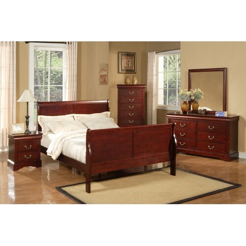 Alpine Furniture Louis Philippe Sleigh Customizable Bedroom Set