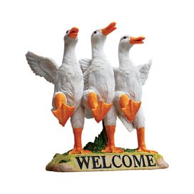 Delightful Dancing Ducks Welcome Statue