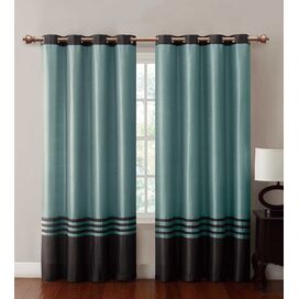 Black and Brass Grommet Curtain Panel (Set of 2)