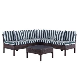 Naples 6 Piece Deep Seating Group in Brown with Green Nautical...