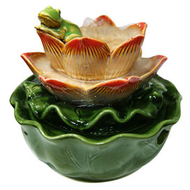 Frog on Flower Ceramic Tabletop Fountain