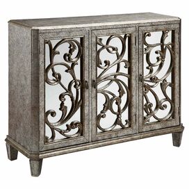 Leslie Mirrored Cabinet in Antique Silver