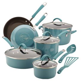 Rachael Ray Cucina 12 Piece Cookware Set in Agave Blue