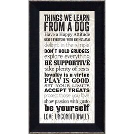 Things We Learn From a Dog Framed Textual Art