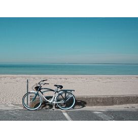 Coastal Seaside Zen Bike Wrapped Photographic Print on Canvas