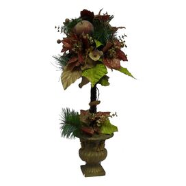 Plastic dried Autumn Wild Flower Topiary in Pot