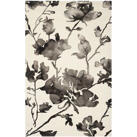 Dip Dye Ivory & Charcoal Floral Area Rug