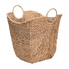 Tall Water Hyacinth Wicker Basket with Handles