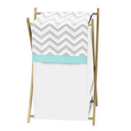 Zig Zag Turquoise and Gray Laundry Hamper