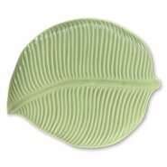 8.5" Handmade Ceramic Leaf Plate with Light Glaze