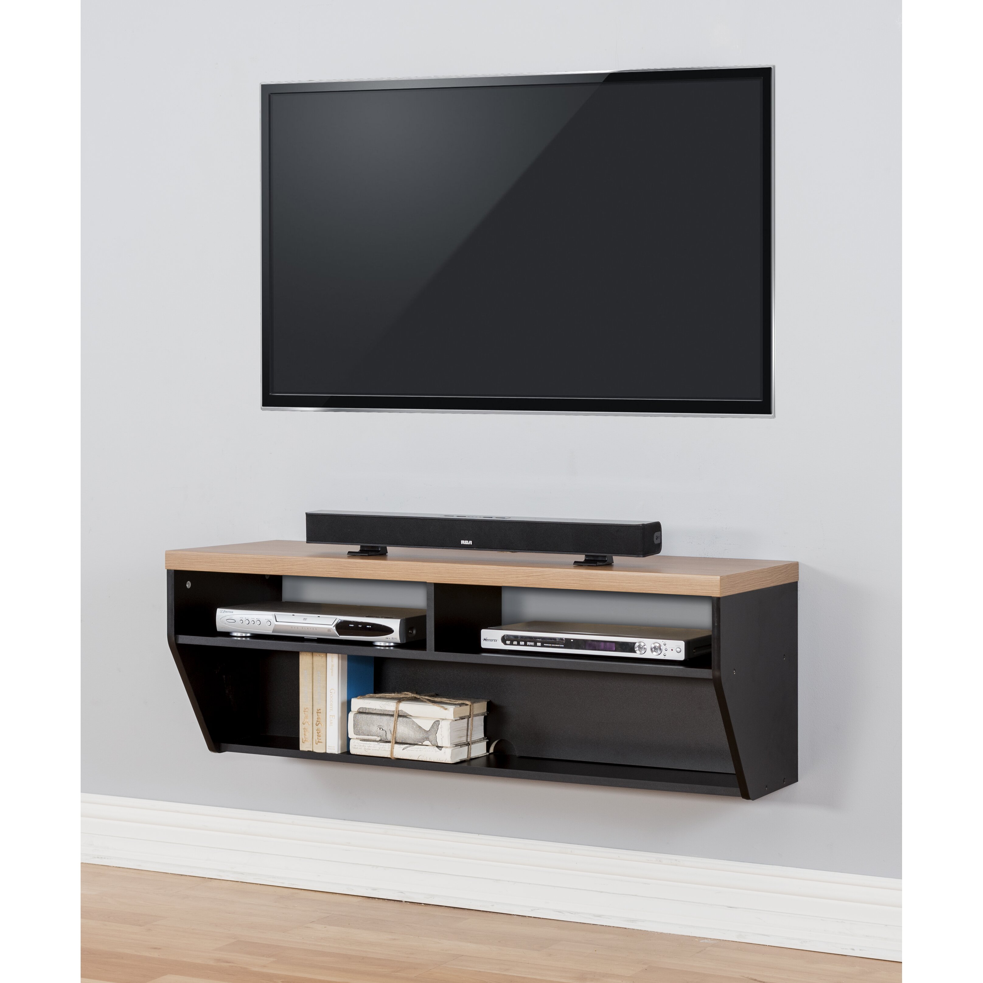 48" Angled Sides Wall Mounted TV Component Shelf | Wayfair