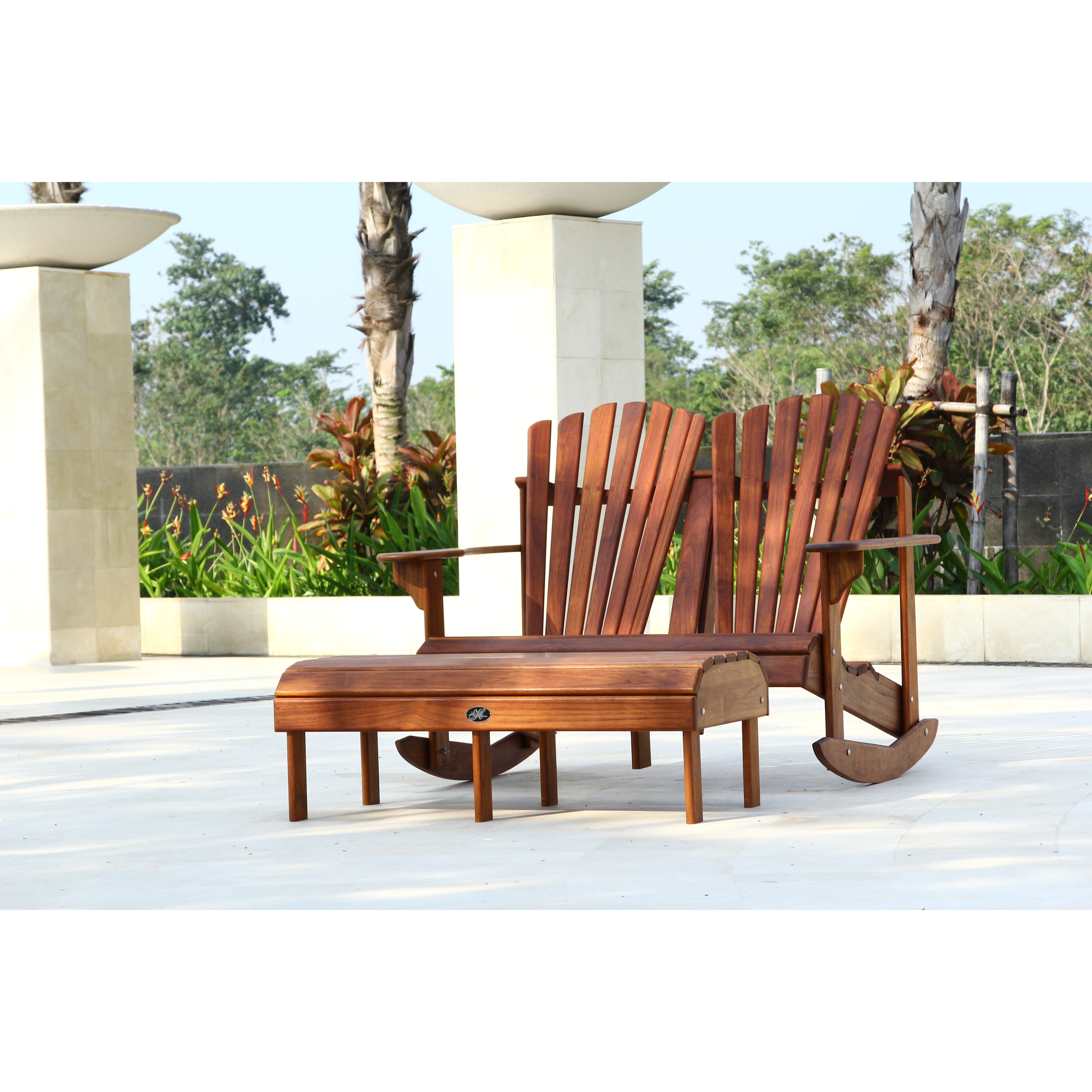 Signature Teak Adirondack Double Back Rocking Chair Wayfair   Hyres Country Haven Signature Teak Adirondack Double Back Rocking Chair 215 DBDR 