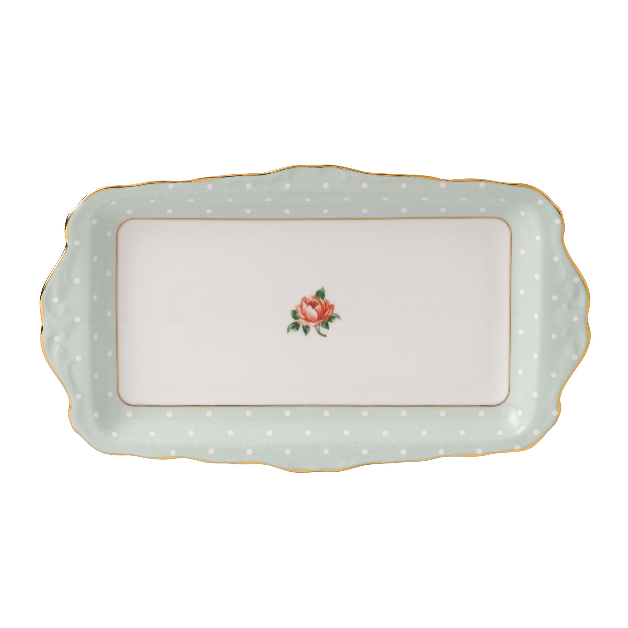 Polka Rose Formal Vintage Rectangular Serving Tray Wayfair