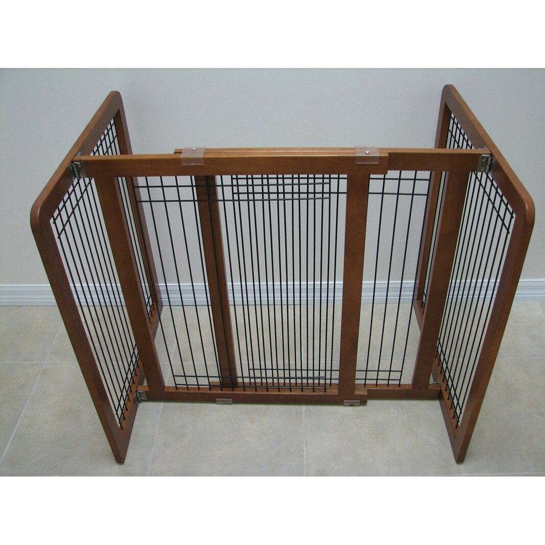 Crown Pet Products Freestanding Wood & Wire Pet Gate & Reviews | Wayfair