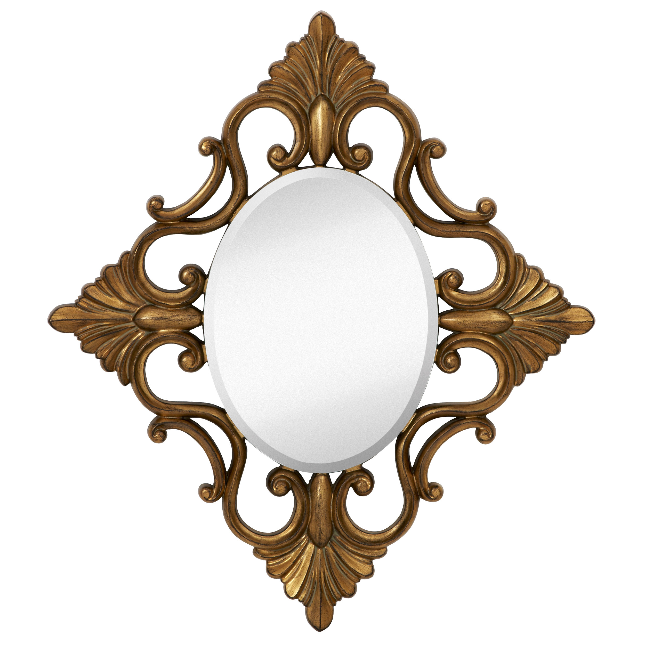 Decorative Oval Accent Mirror with Traditional Antique Gold Leaf Frame