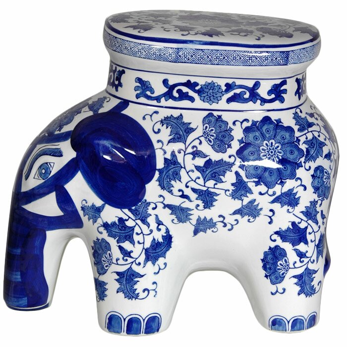 Oriental Furniture Cherry Blossom Elephant Stool