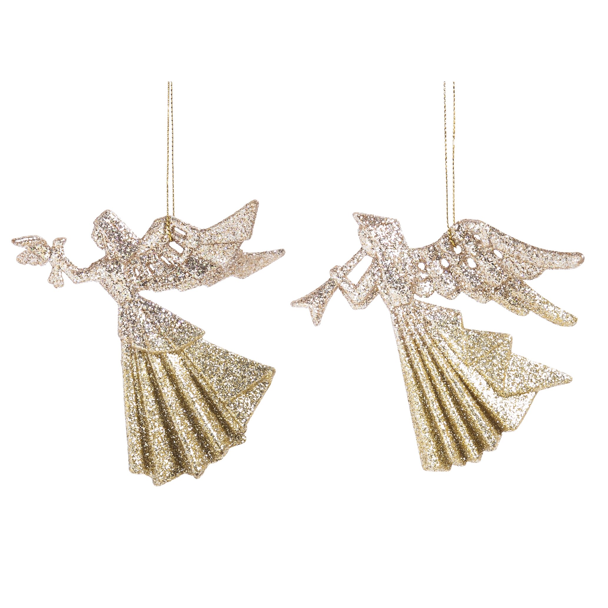 2 Piece Plastic Angel Ornament Set | Wayfair